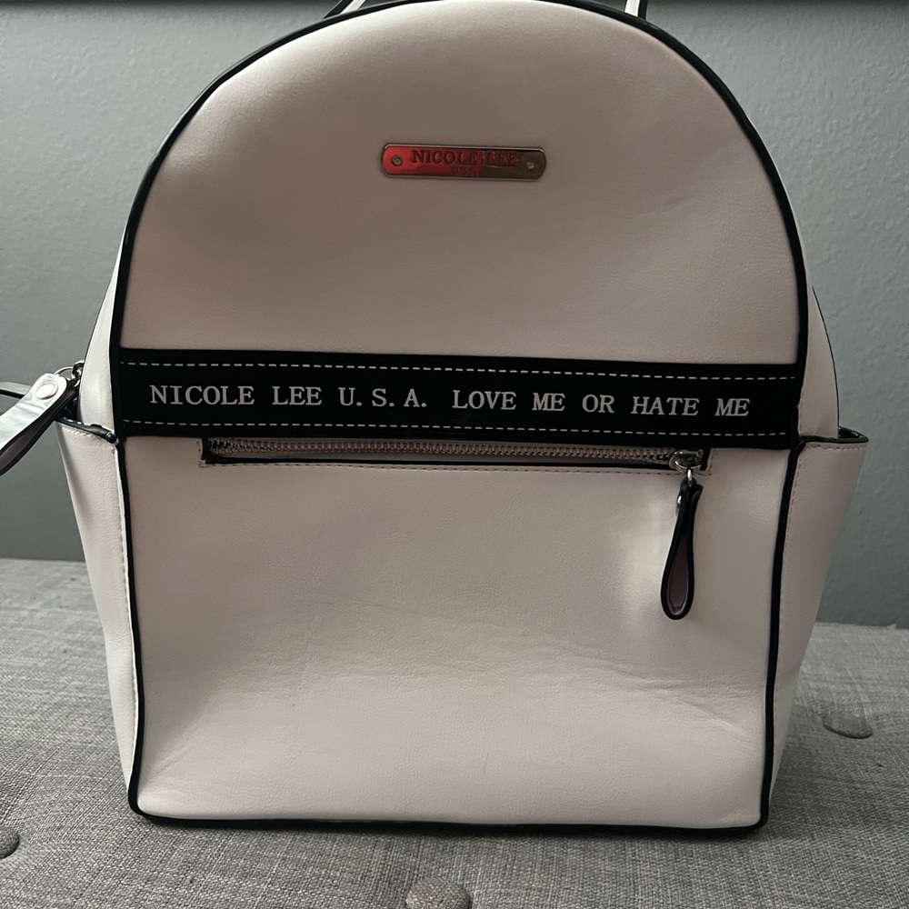 Nicole Lee White and Black Backpack